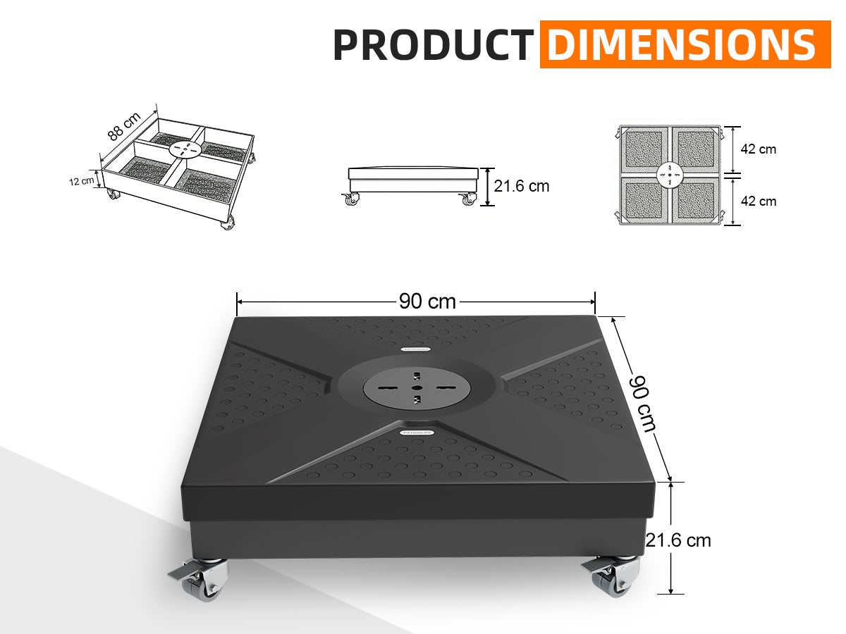 Sunshade Heavy-Duty Rolling Cantilever Umbrella Base with 4 Locking Wheels, Up to 882 lb. Supported Weight