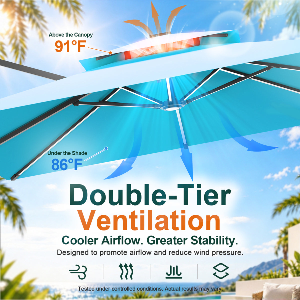 Sunshade Cantilever Patio Umbrella with Solar LED Lights——Premium Shade for Modern Outdoor Living