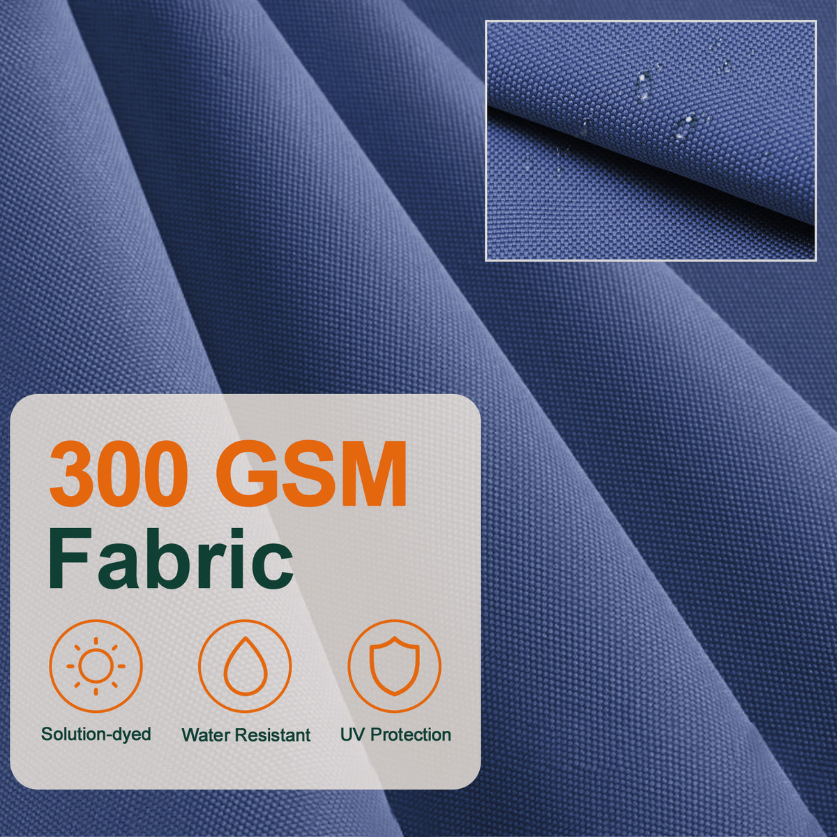 Close-up of turquoise 300 GSM canopy fabric for a round cantilever umbrella - Sunshade