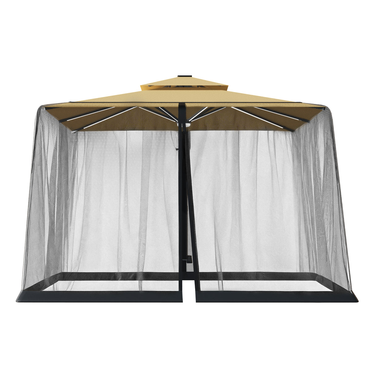 Sunshade Cantilever Patio Umbrella Mosquito Net with Dual Zippers & Refillable Weighted Bottom Tube