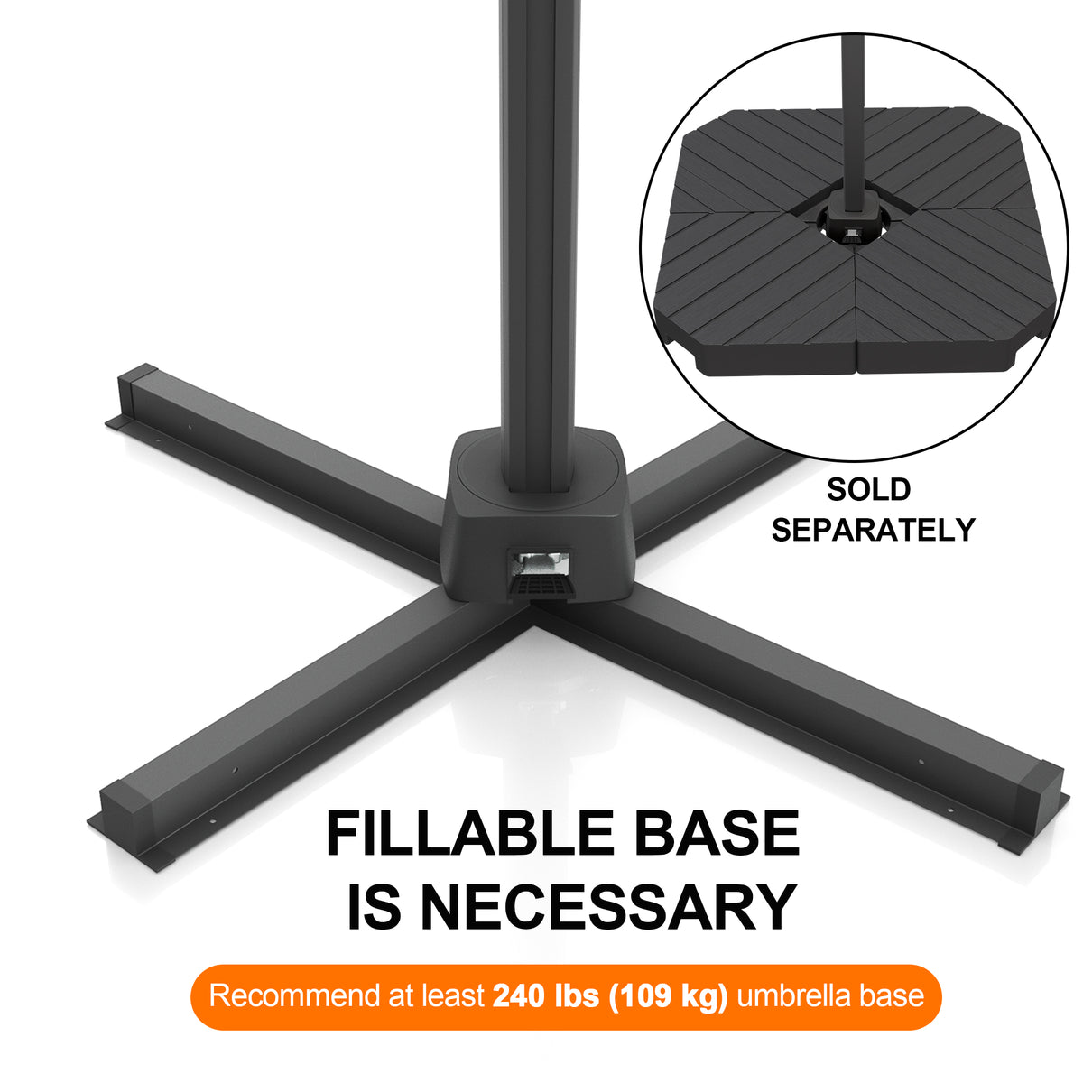 Sunshade Aegis Series Square Cantilever Umbrella Replacement Cross Base